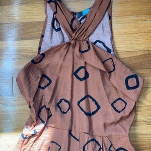 Eva Franco Terracotta and Navy Geometric Jumpsuit